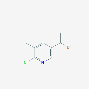 molecular formula C8H9BrClN B13221628 5-(1-Bromoethyl)-2-chloro-3-methylpyridine 