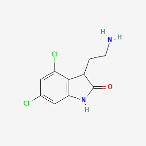 molecular formula C10H10Cl2N2O B13221673 3-(2-Aminoethyl)-4,6-dichloro-2,3-dihydro-1H-indol-2-one 