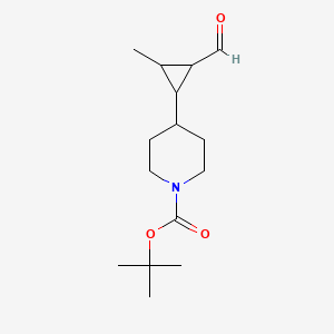 molecular formula C15H25NO3 B13221750 tert-Butyl 4-(2-formyl-3-methylcyclopropyl)piperidine-1-carboxylate 