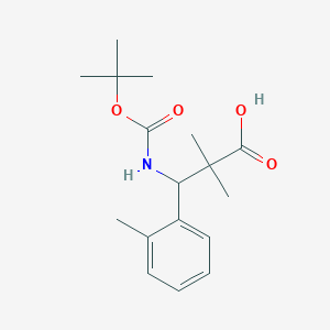 molecular formula C17H25NO4 B13221763 3-{[(Tert-butoxy)carbonyl]amino}-2,2-dimethyl-3-(2-methylphenyl)propanoic acid 