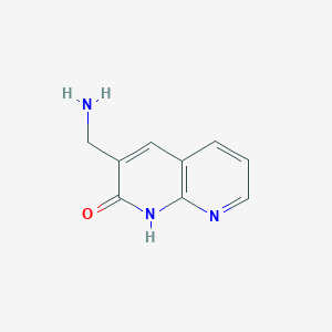 molecular formula C9H9N3O B13221805 3-(Aminomethyl)-1,2-dihydro-1,8-naphthyridin-2-one 