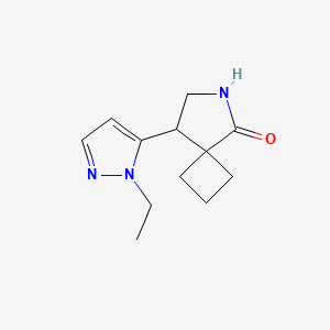 molecular formula C12H17N3O B13222004 8-(1-Ethyl-1H-pyrazol-5-yl)-6-azaspiro[3.4]octan-5-one 