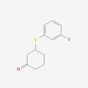 molecular formula C12H13FOS B13222074 3-[(3-Fluorophenyl)sulfanyl]cyclohexan-1-one 