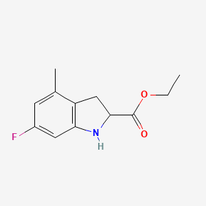 molecular formula C12H14FNO2 B13222157 Ethyl 6-fluoro-4-methyl-2,3-dihydro-1H-indole-2-carboxylate 