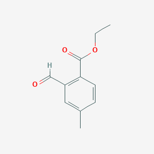 molecular formula C11H12O3 B13222236 Ethyl 2-formyl-4-methylbenzoate 