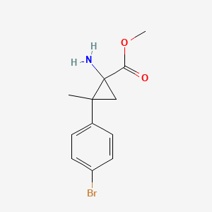 molecular formula C12H14BrNO2 B13222251 Methyl 1-amino-2-(4-bromophenyl)-2-methylcyclopropane-1-carboxylate 