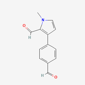 molecular formula C13H11NO2 B13222281 3-(4-Formylphenyl)-1-methyl-1H-pyrrole-2-carbaldehyde 