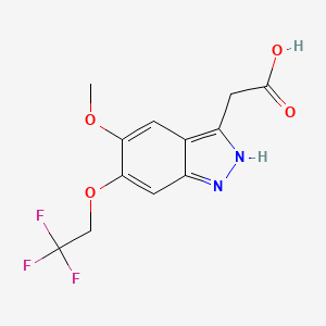 molecular formula C12H11F3N2O4 B13222291 2-[5-methoxy-6-(2,2,2-trifluoroethoxy)-1H-indazol-3-yl]acetic acid CAS No. 1306605-30-0