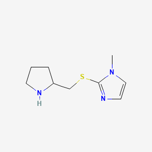 molecular formula C9H15N3S B13222361 1-methyl-2-[(pyrrolidin-2-ylmethyl)sulfanyl]-1H-imidazole 