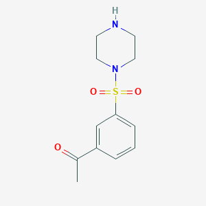 molecular formula C12H16N2O3S B13222423 1-[3-(Piperazine-1-sulfonyl)phenyl]ethan-1-one 