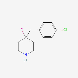 molecular formula C12H15ClFN B13222428 4-[(4-Chlorophenyl)methyl]-4-fluoropiperidine 