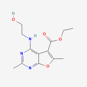 molecular formula C13H17N3O4 B1322243 4-((2-羟乙基)氨基)-2,6-二甲基呋喃[2,3-d]嘧啶-5-羧酸乙酯 CAS No. 950275-57-7