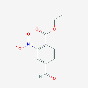 molecular formula C10H9NO5 B13222458 Ethyl 4-formyl-2-nitrobenzoate 