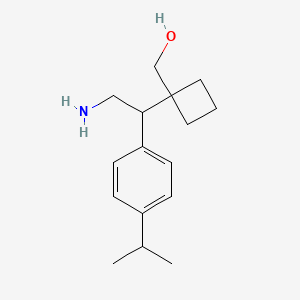 molecular formula C16H25NO B13222470 (1-{2-Amino-1-[4-(propan-2-yl)phenyl]ethyl}cyclobutyl)methanol 