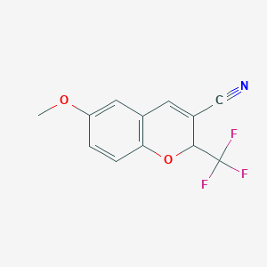 molecular formula C12H8F3NO2 B13222479 6-Methoxy-2-(trifluoromethyl)-2H-chromene-3-carbonitrile 