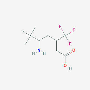 molecular formula C10H18F3NO2 B13222556 5-Amino-6,6-dimethyl-3-(trifluoromethyl)heptanoic acid 