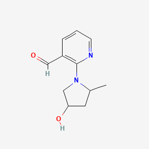 molecular formula C11H14N2O2 B13222641 2-(4-Hydroxy-2-methylpyrrolidin-1-yl)pyridine-3-carbaldehyde 