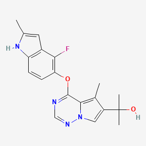 molecular formula C19H19FN4O2 B1322266 2-(4-((4-Fluoro-2-methyl-1H-indol-5-yl)oxy)-5-methylpyrrolo[2,1-f][1,2,4]triazin-6-yl)propan-2-ol CAS No. 649736-30-1