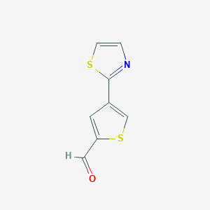 molecular formula C8H5NOS2 B13222667 4-(1,3-Thiazol-2-YL)thiophene-2-carbaldehyde 