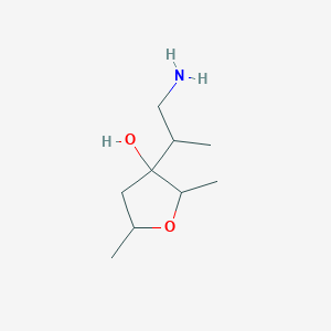 molecular formula C9H19NO2 B13222692 3-(1-Aminopropan-2-yl)-2,5-dimethyloxolan-3-ol 