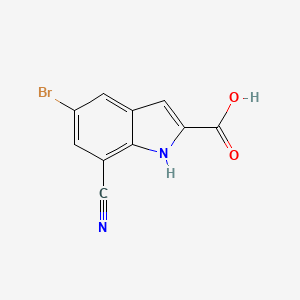 molecular formula C10H5BrN2O2 B13222757 5-Bromo-7-cyano-1H-indole-2-carboxylic acid 