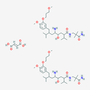 5-amino-N-(3-amino-2,2-dimethyl-3-oxopropyl)-4-hydroxy-7-[[4-methoxy-3-(3-methoxypropoxy)phenyl]methyl]-8-methyl-2-propan-2-ylnonanamide;(E)-but-2-enedioic acid