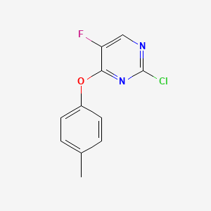 molecular formula C11H8ClFN2O B13222806 2-Chloro-5-fluoro-4-(4-methylphenoxy)pyrimidine 