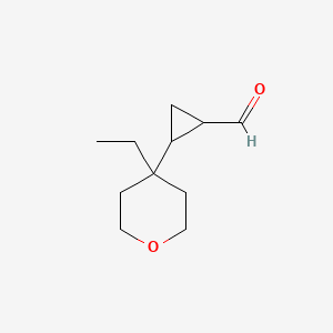 molecular formula C11H18O2 B13222875 2-(4-Ethyloxan-4-yl)cyclopropane-1-carbaldehyde 