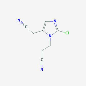 molecular formula C8H7ClN4 B13223116 3-[2-Chloro-5-(cyanomethyl)-1H-imidazol-1-yl]propanenitrile 