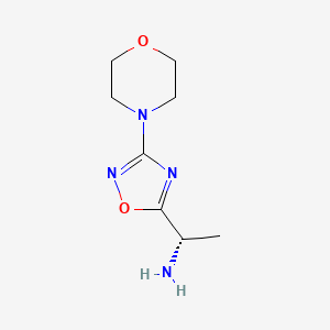 molecular formula C8H14N4O2 B13223136 (1S)-1-[3-(Morpholin-4-yl)-1,2,4-oxadiazol-5-yl]ethan-1-amine 