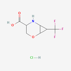 molecular formula C7H9ClF3NO3 B13223144 7-(Trifluoromethyl)-2-oxa-5-azabicyclo[4.1.0]heptane-4-carboxylic acid hydrochloride 