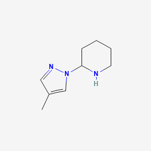 molecular formula C9H15N3 B13223269 2-(4-Methyl-1H-pyrazol-1-yl)piperidine 