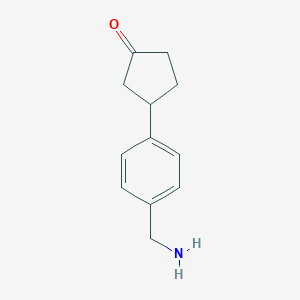 molecular formula C12H15NO B13223491 3-[4-(Aminomethyl)phenyl]cyclopentan-1-one 