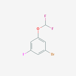 molecular formula C7H4BrF2IO B13223506 1-Bromo-3-(difluoromethoxy)-5-iodobenzene 