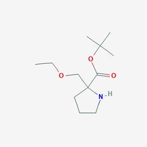 molecular formula C12H23NO3 B13223556 tert-Butyl 2-(ethoxymethyl)pyrrolidine-2-carboxylate 