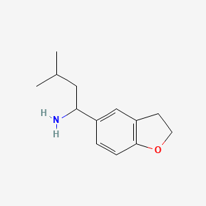 molecular formula C13H19NO B13223659 1-(2,3-Dihydro-1-benzofuran-5-yl)-3-methylbutan-1-amine 