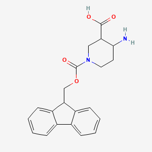 molecular formula C21H22N2O4 B13223688 4-Amino-1-{[(9H-fluoren-9-yl)methoxy]carbonyl}piperidine-3-carboxylic acid 