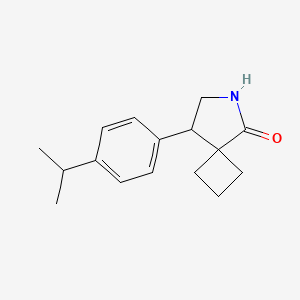 molecular formula C16H21NO B13223695 8-[4-(Propan-2-yl)phenyl]-6-azaspiro[3.4]octan-5-one 