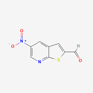 molecular formula C8H4N2O3S B13223819 5-Nitrothieno[2,3-b]pyridine-2-carbaldehyde 