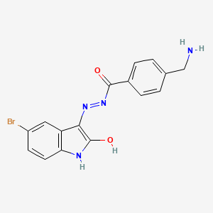 4-(Aminomethyl)-N'-[(3Z)-5-bromo-2-oxo-2,3-dihydro-1H-indol-3-ylidene]benzohydrazide