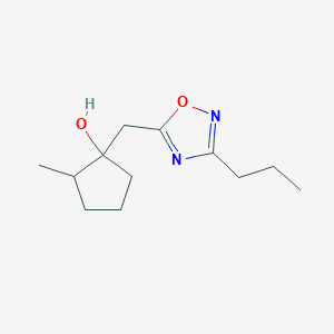 molecular formula C12H20N2O2 B13223936 2-Methyl-1-[(3-propyl-1,2,4-oxadiazol-5-yl)methyl]cyclopentan-1-ol 