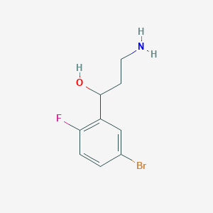 molecular formula C9H11BrFNO B13223943 3-Amino-1-(5-bromo-2-fluorophenyl)propan-1-ol 