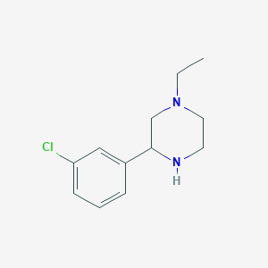 molecular formula C12H17ClN2 B13224023 3-(3-Chlorophenyl)-1-ethylpiperazine 