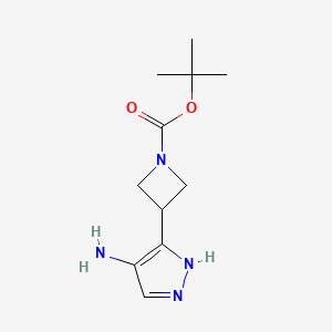 molecular formula C11H18N4O2 B13224052 3-(4-Amino-1H-pyrazol-3-YL)-azetidine-1-carboxylic acid tert-butyl ester 