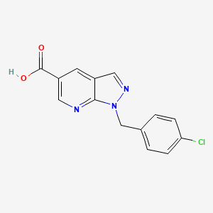 molecular formula C14H10ClN3O2 B13224072 1-[(4-chlorophenyl)methyl]-1H-pyrazolo[3,4-b]pyridine-5-carboxylic acid 