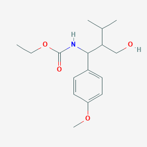 molecular formula C16H25NO4 B13224097 ethyl N-[3-hydroxy-1-(4-methoxyphenyl)-2-(propan-2-yl)propyl]carbamate 