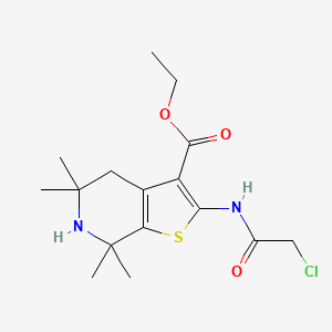 molecular formula C16H23ClN2O3S B13224159 Ethyl 2-(2-chloroacetamido)-5,5,7,7-tetramethyl-4H,5H,6H,7H-thieno[2,3-c]pyridine-3-carboxylate 