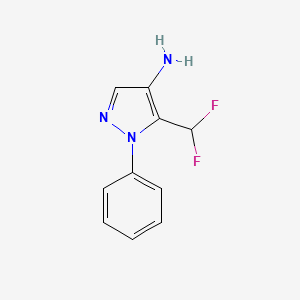 molecular formula C10H9F2N3 B13224165 5-(difluoromethyl)-1-phenyl-1H-pyrazol-4-amine 