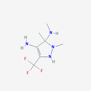 molecular formula C7H13F3N4 B13224297 N1,N5,5-Trimethyl-3-(trifluoromethyl)-1H-pyrazole-4,5-diamine 