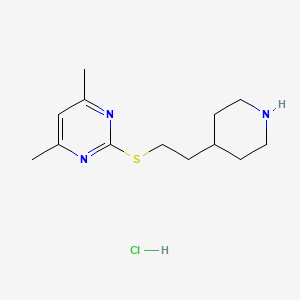 molecular formula C13H22ClN3S B13224383 4,6-Dimethyl-2-{[2-(piperidin-4-yl)ethyl]sulfanyl}pyrimidine hydrochloride 